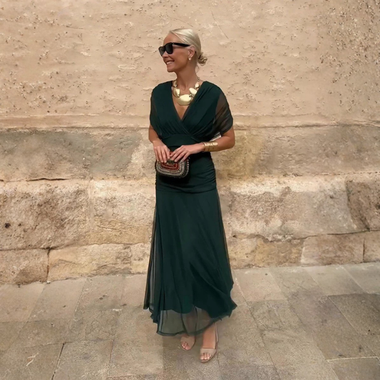 Robe longue fluide à manches 3/4