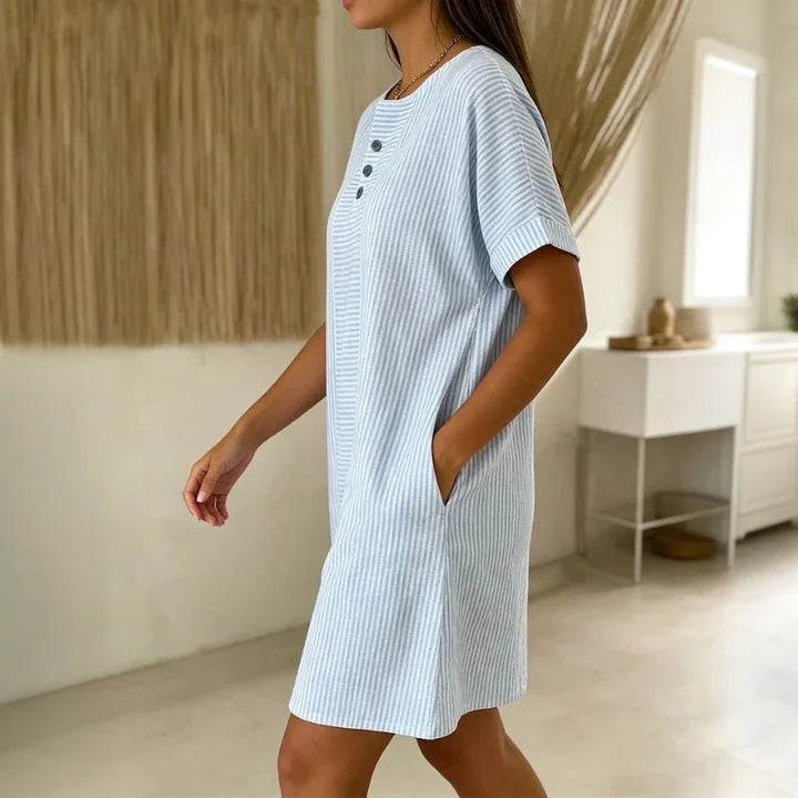 Robe rayée décontractée femme légère
