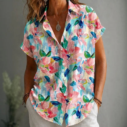 Fließende Damenbluse mit Blumenmuster