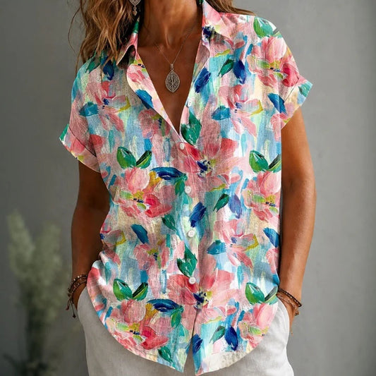 Fließende Damenbluse mit Blumenmuster