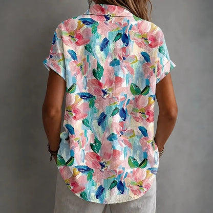 Fließende Damenbluse mit Blumenmuster