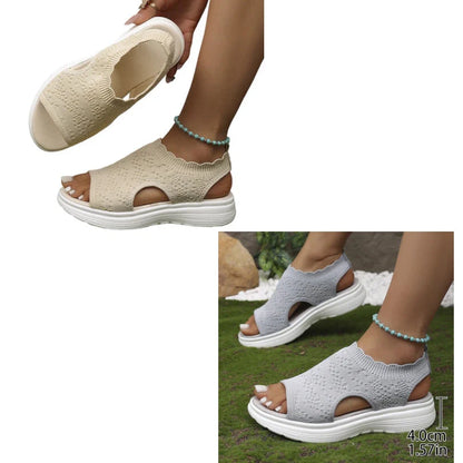 Bequeme Damen-Sandalen mit Keilabsatz aus atmungsaktivem Netzstoff