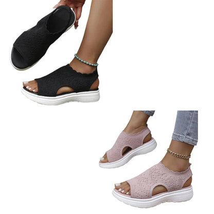 Bequeme Damen-Sandalen mit Keilabsatz aus atmungsaktivem Netzstoff