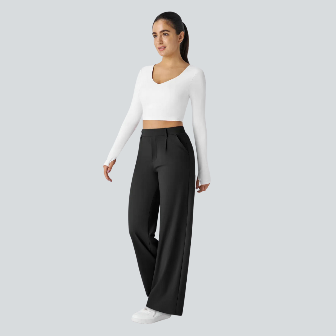 Pantalon fluide taille haute femme