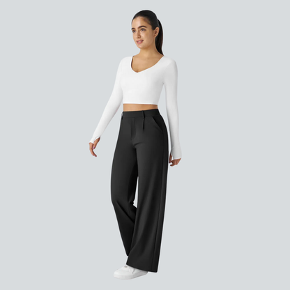 Pantalon fluide taille haute femme