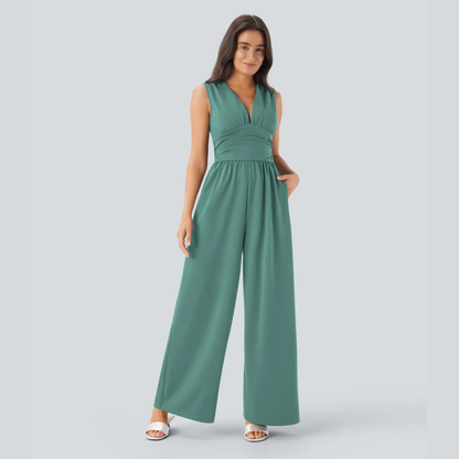 Eleganter ärmelloser Overall aus Satin