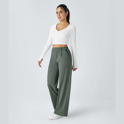 Pantalon large taille haute femme