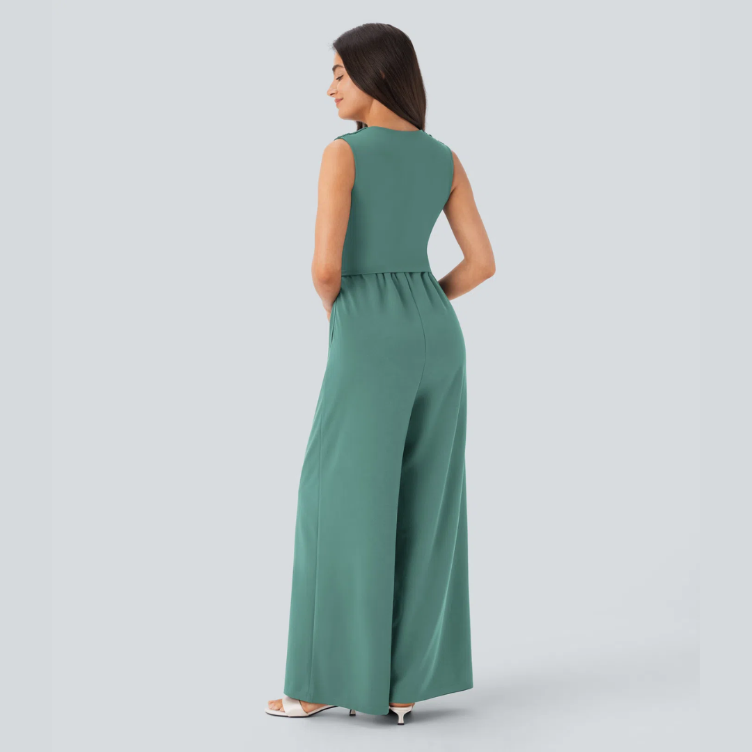 Eleganter ärmelloser Overall aus Satin