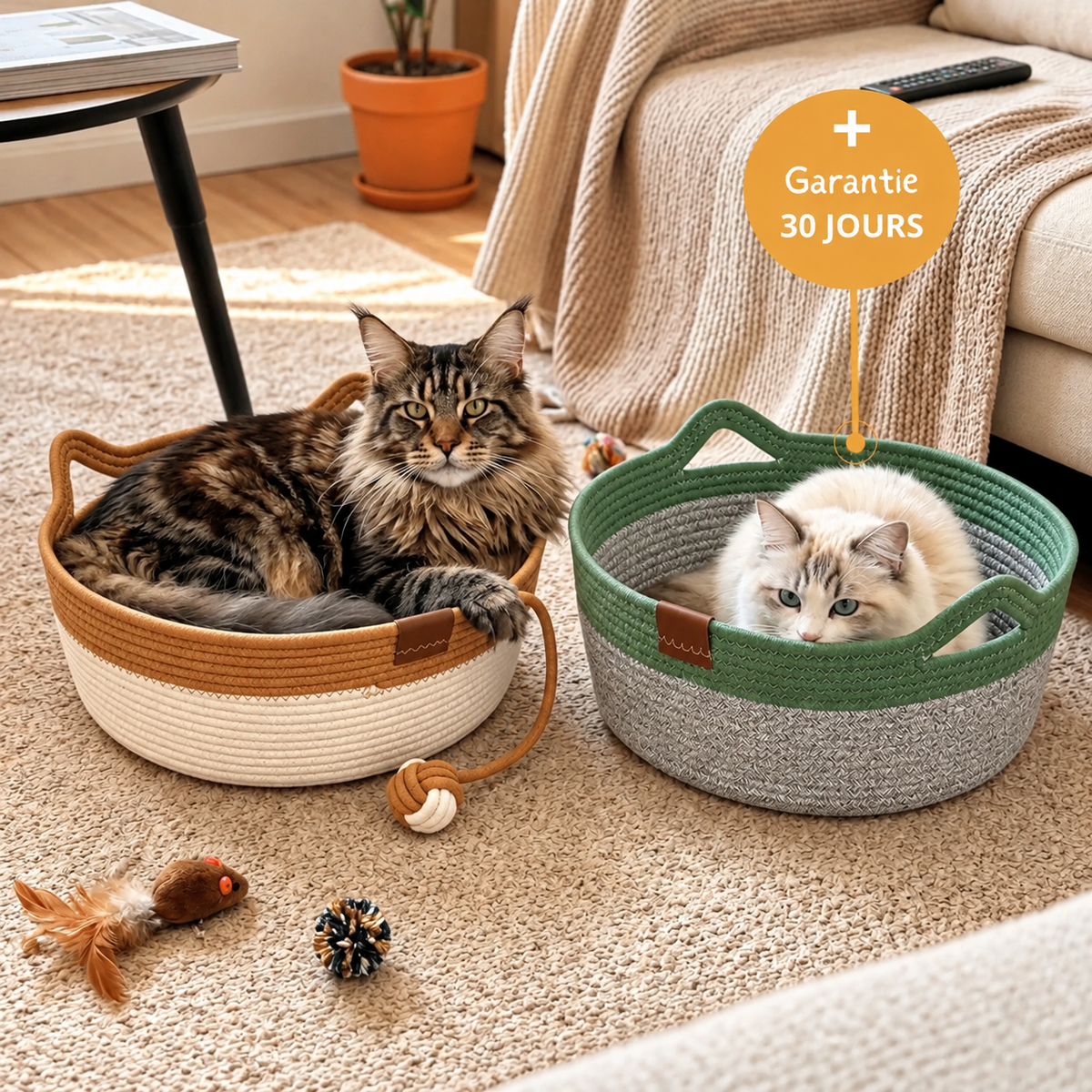 Geflochtenes Katzenkörbchen aus Naturfasern