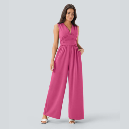 Eleganter ärmelloser Overall aus Satin