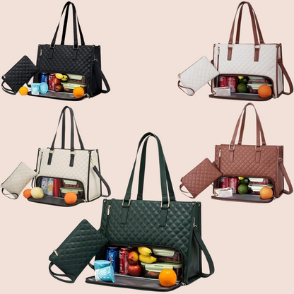 Elegante und praktische Tragetasche aus gestepptem Leder