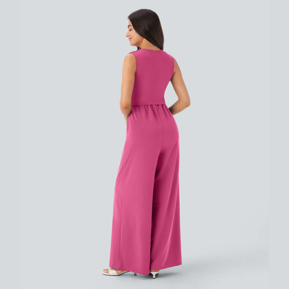 Eleganter ärmelloser Overall aus Satin