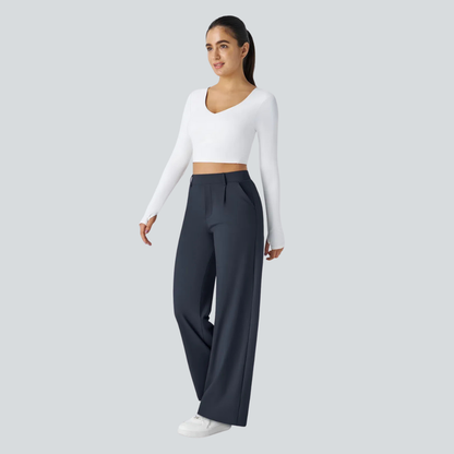 Pantalon fluide taille haute femme