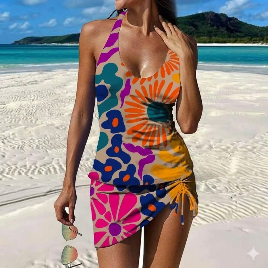 Maillot de bain femme élégant à motifs colorés