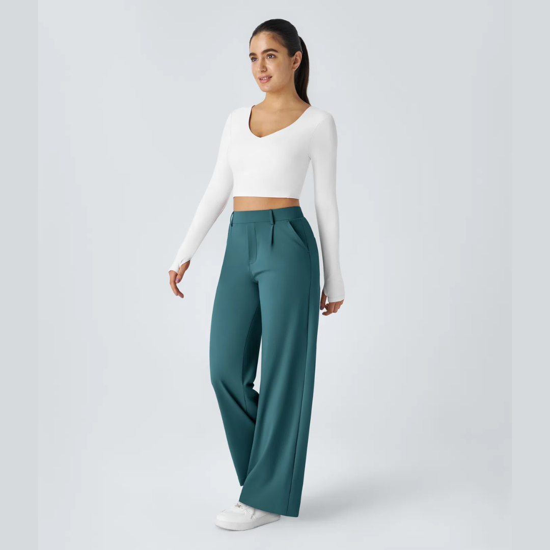 Pantalon large taille haute femme