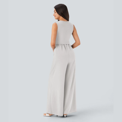 Eleganter ärmelloser Overall aus Satin