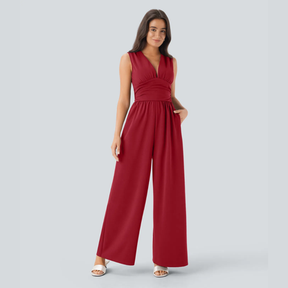 Eleganter ärmelloser Overall aus Satin