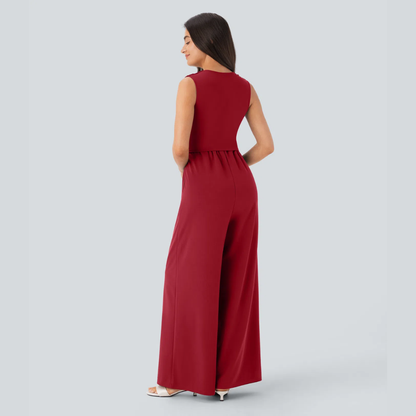 Eleganter ärmelloser Overall aus Satin