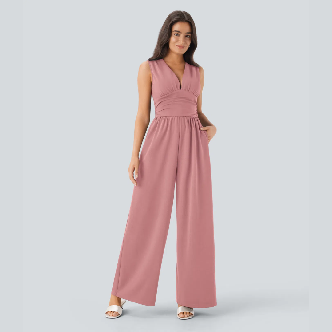 Eleganter ärmelloser Overall aus Satin
