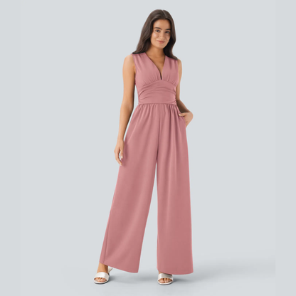 Eleganter ärmelloser Overall aus Satin