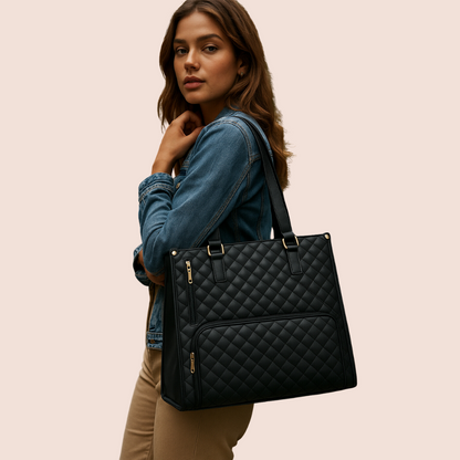 Elegante und praktische Tragetasche aus gestepptem Leder