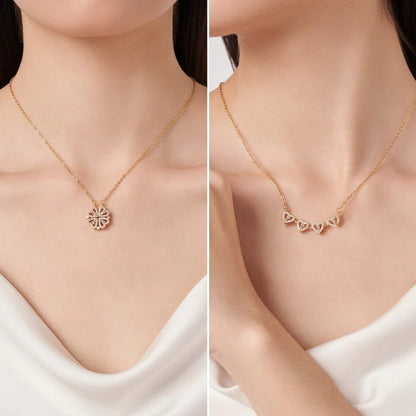 Collier 2-en-1 Trefle et Coeur
