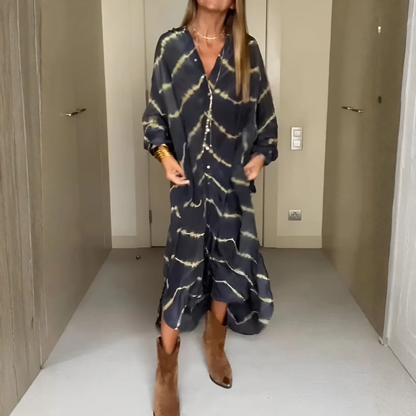 Robe Maxi Bohème à Motifs Rayés