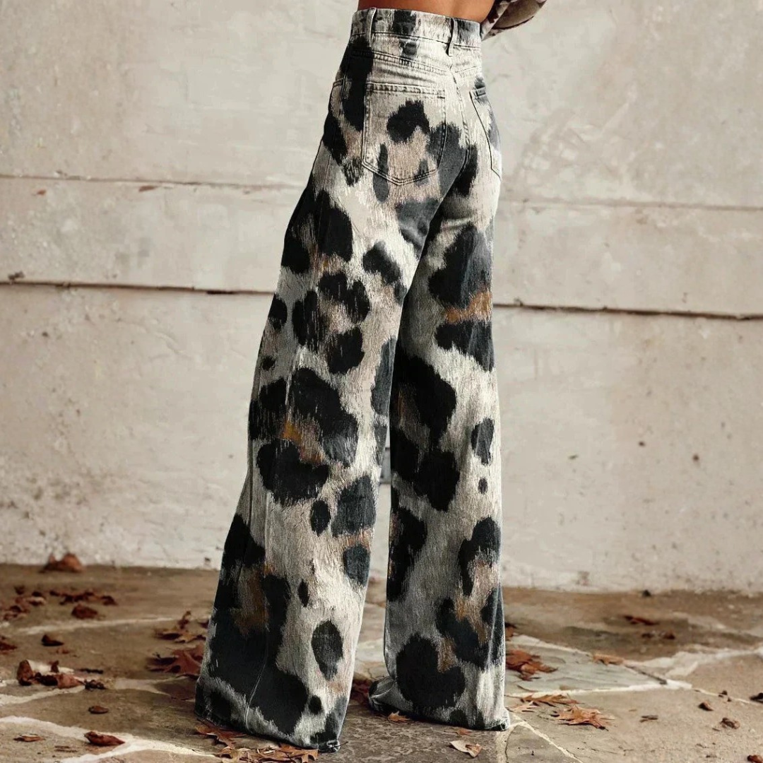 Pantalon large femme imprimé vintage