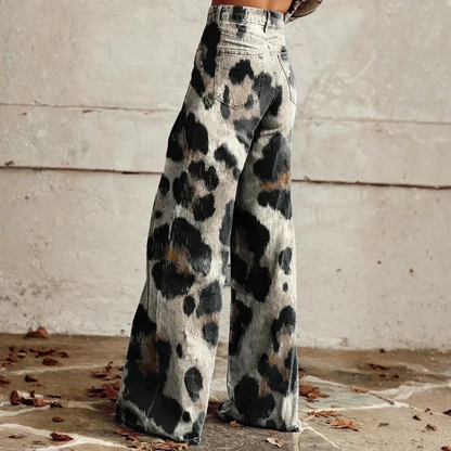 Pantalon large femme imprimé vintage