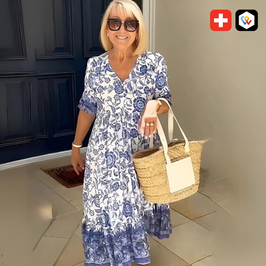 Robe longue fluide à motifs