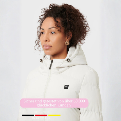 Wintermantel – Lange Damen-Steppjacke Beige