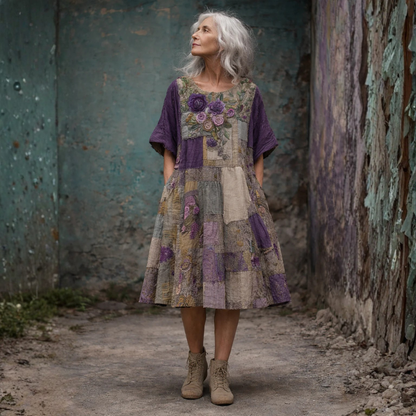 Robe Vintage à Broderies Florales