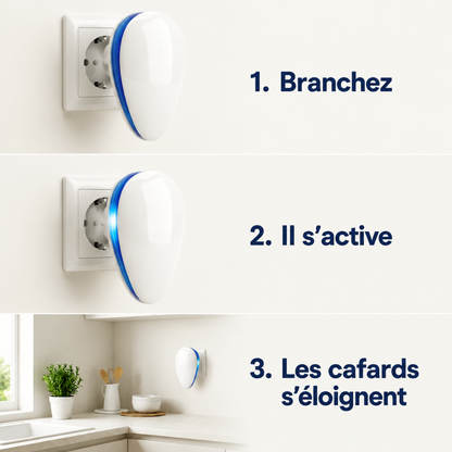 Répulsif Ultrason Anti-Cafards Sans Produits Chimiques