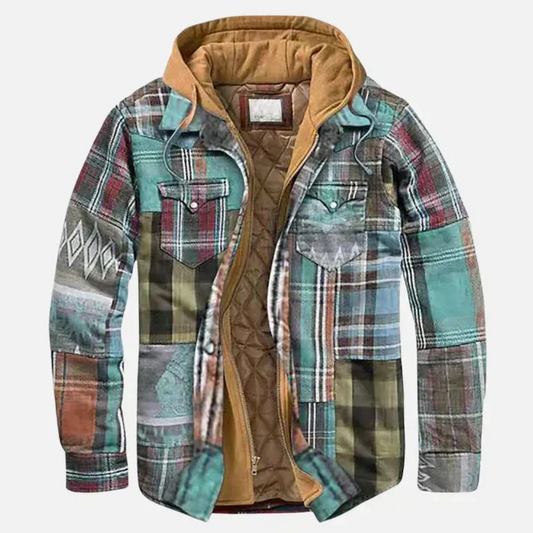 Veste Patchwork à Carreaux Décontractée