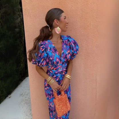 Robe longue fluide imprimée