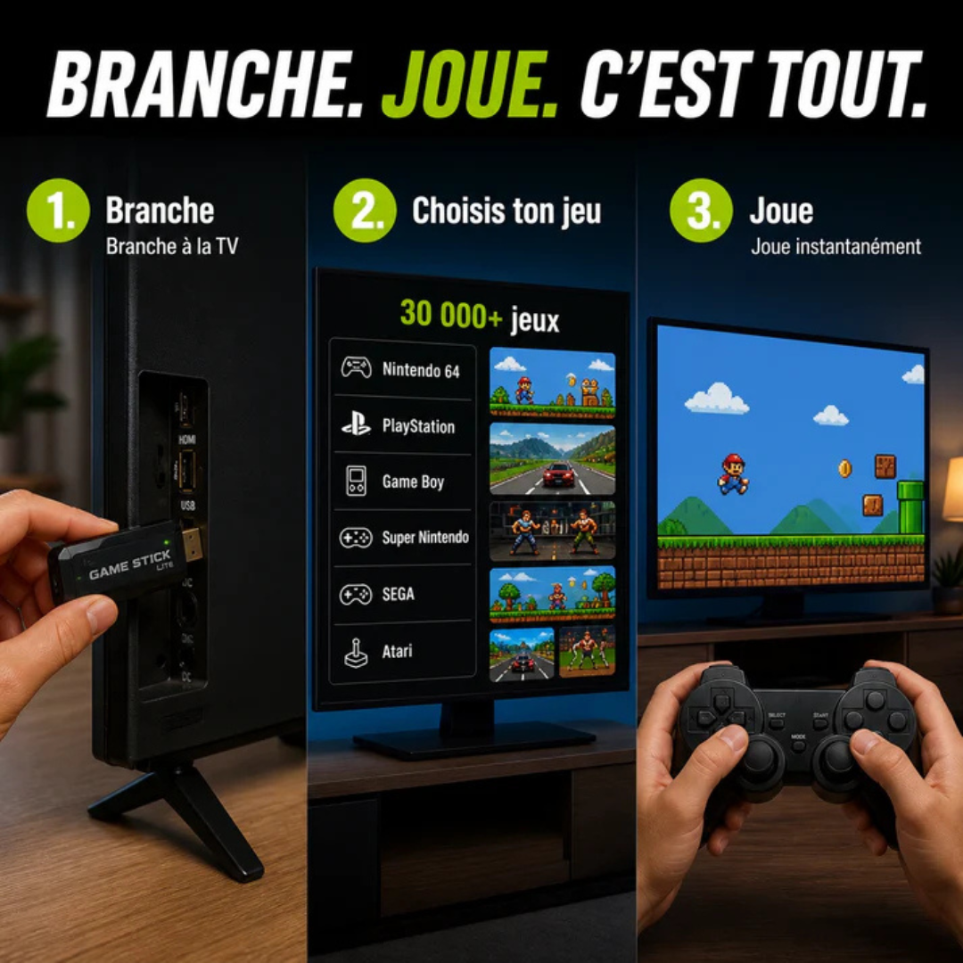 Console de jeux rétro avec manettes sans fil