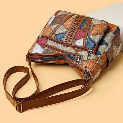 Patchwork-Handtasche aus strukturiertem Leder