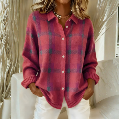 Cardigan Douillet À Carreaux