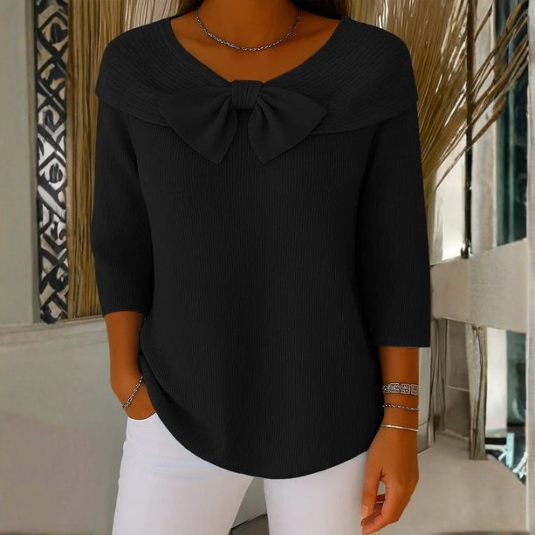 Damen-Wollpullover mit Knotenkragen