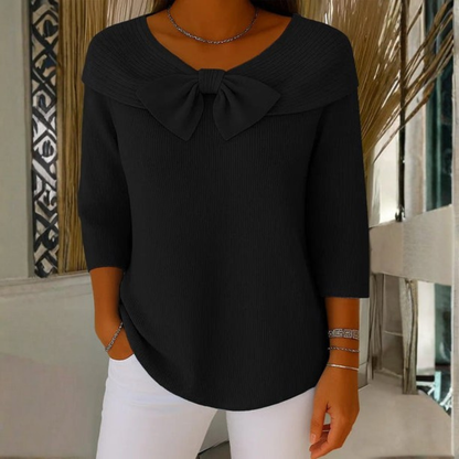 Damen-Wollpullover mit Knotenkragen