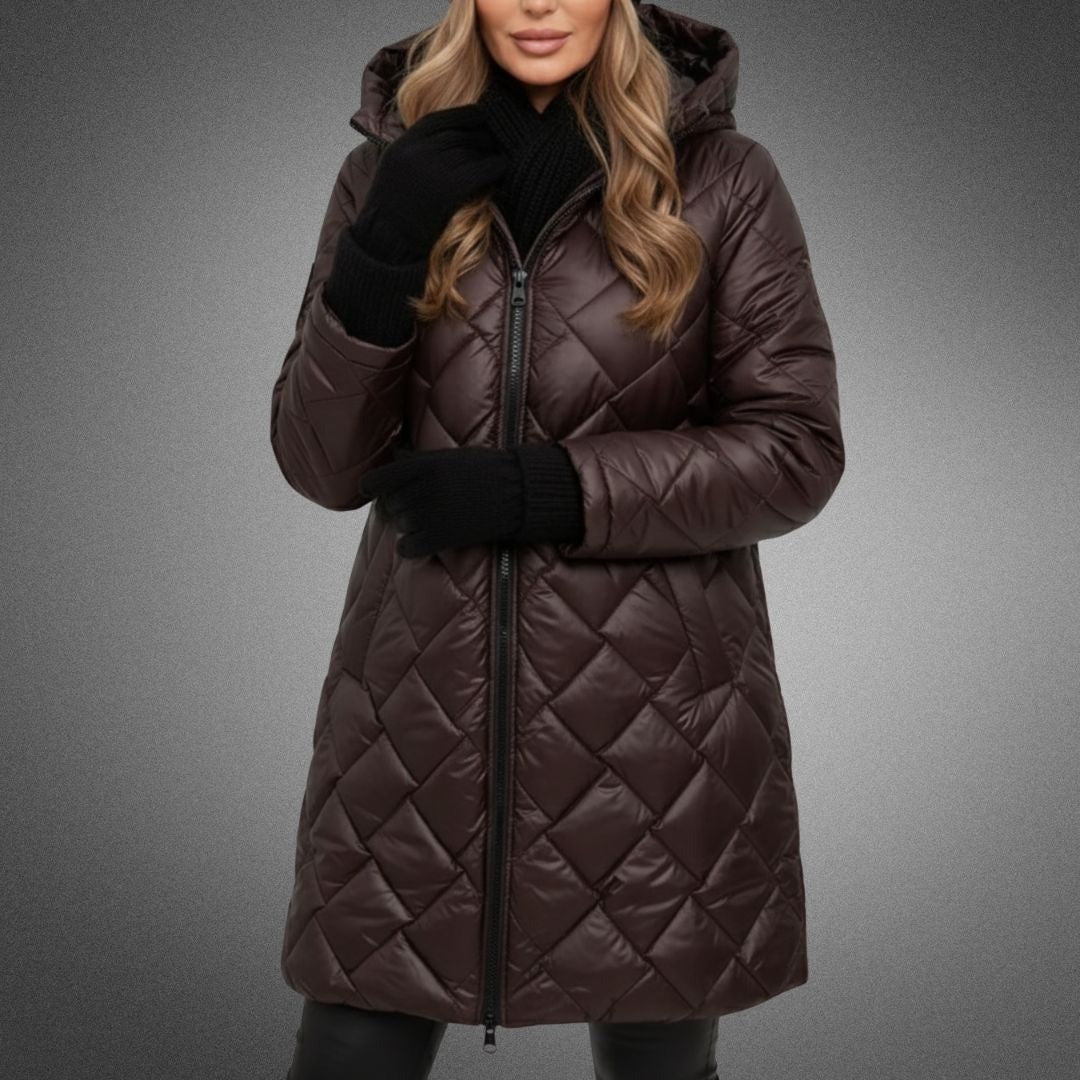 Manteau matelassé long à capuche