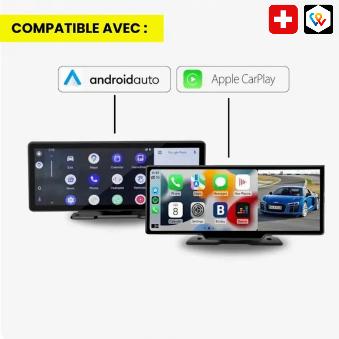 Écran Multimédia Universel Bluetooth pour Voiture – Compatible CarPlay & Android Auto