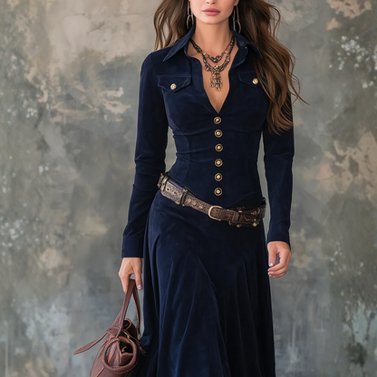 Robe longue en suédine