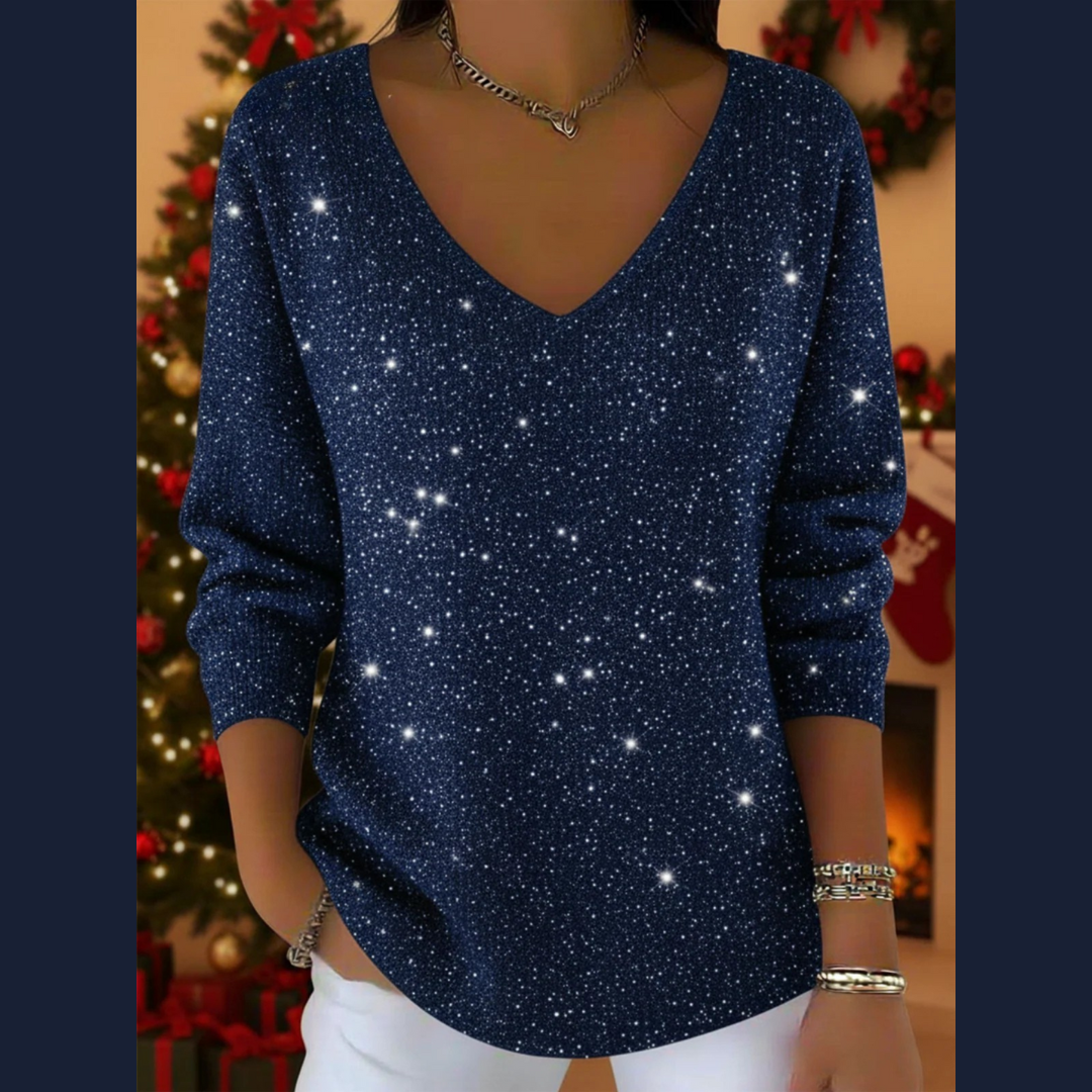 Festlicher Pullover mit V-Ausschnitt