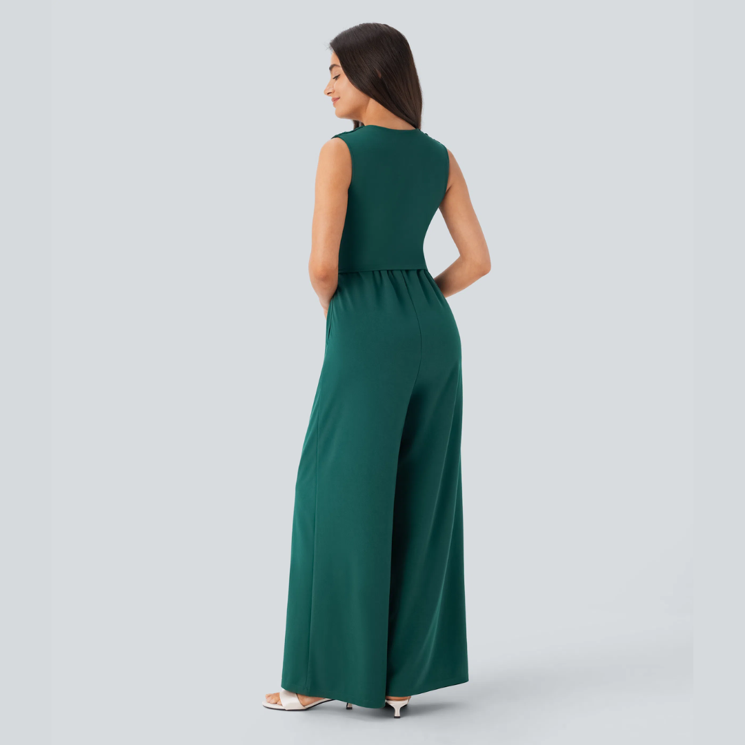 Eleganter ärmelloser Overall aus Satin