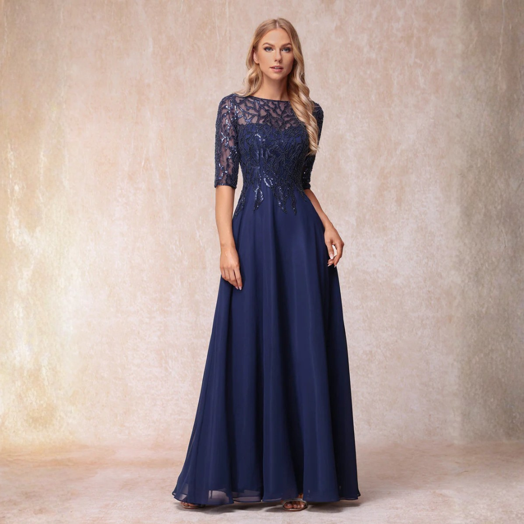 Elegantes, langes Abendkleid aus Spitze