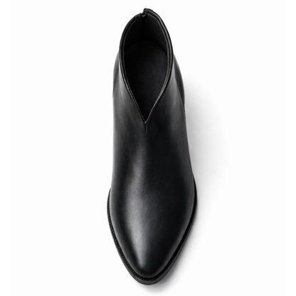 Bottines en cuir avec talon bloc et fermeture éclair