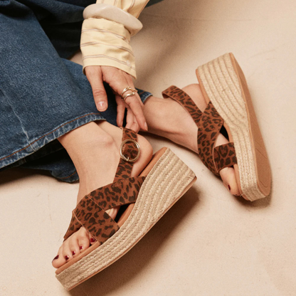 Espadrilles à plateforme motif léopard