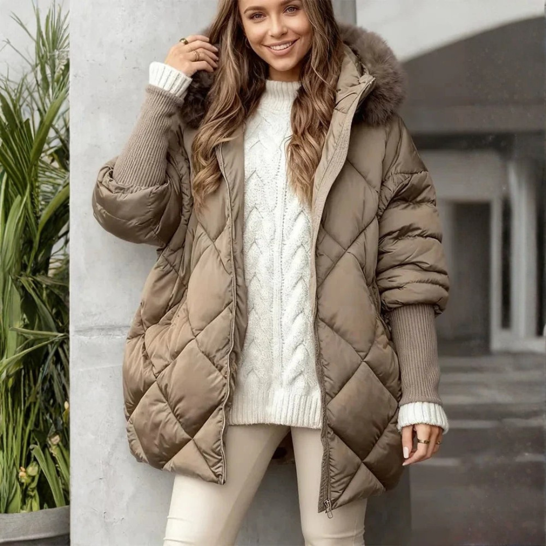 Manteau d'Hiver Quilté avec Capuche