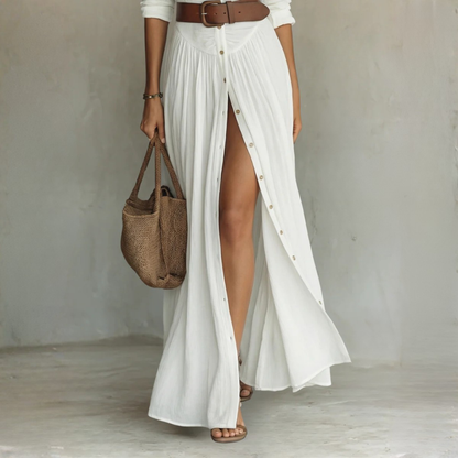 Robe Maxi Élégante à Col Revers